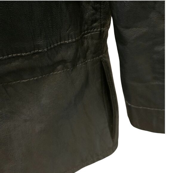 Worth 100% Leather Brown Chocolate Crinkle Leather Jacket Blazer 4 - Picture 6 of 14